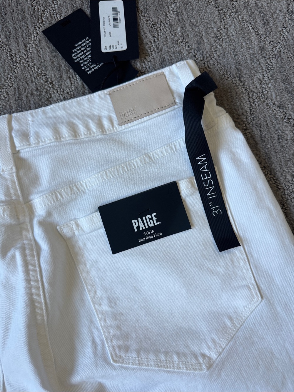 PAIGE Sofia White Wide-Leg Flare Denim Jeans - Picture 4 of 6